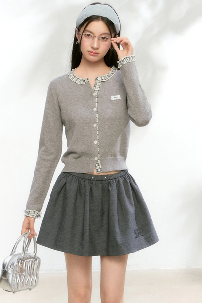 Kariertes Strickpullover-Rock-Set