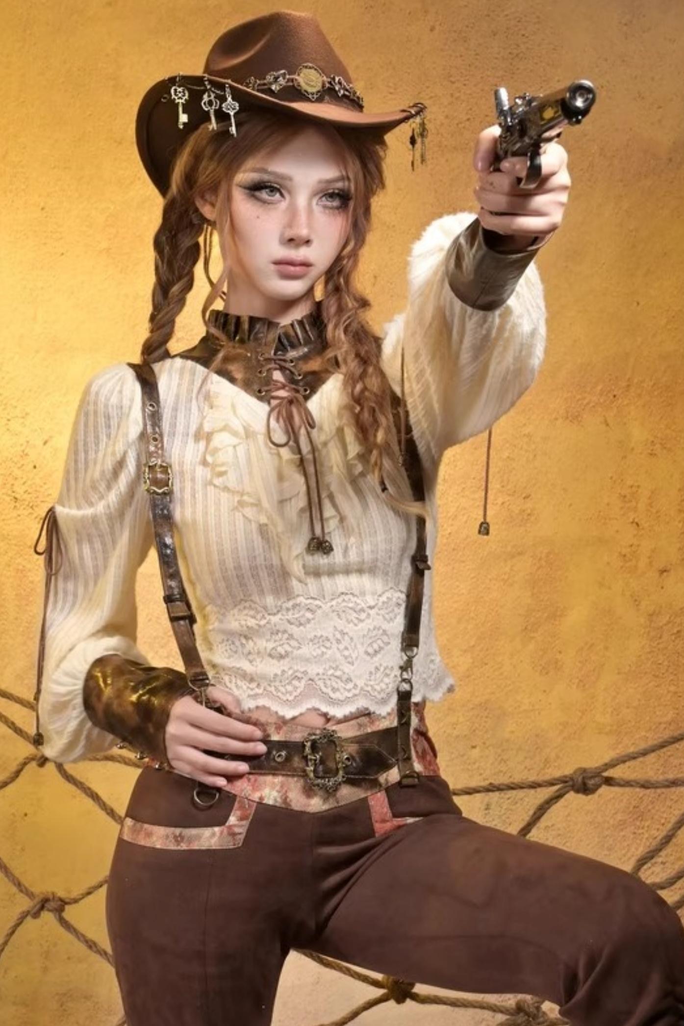 Lace Vintage Distressed Overalls Bib Pants