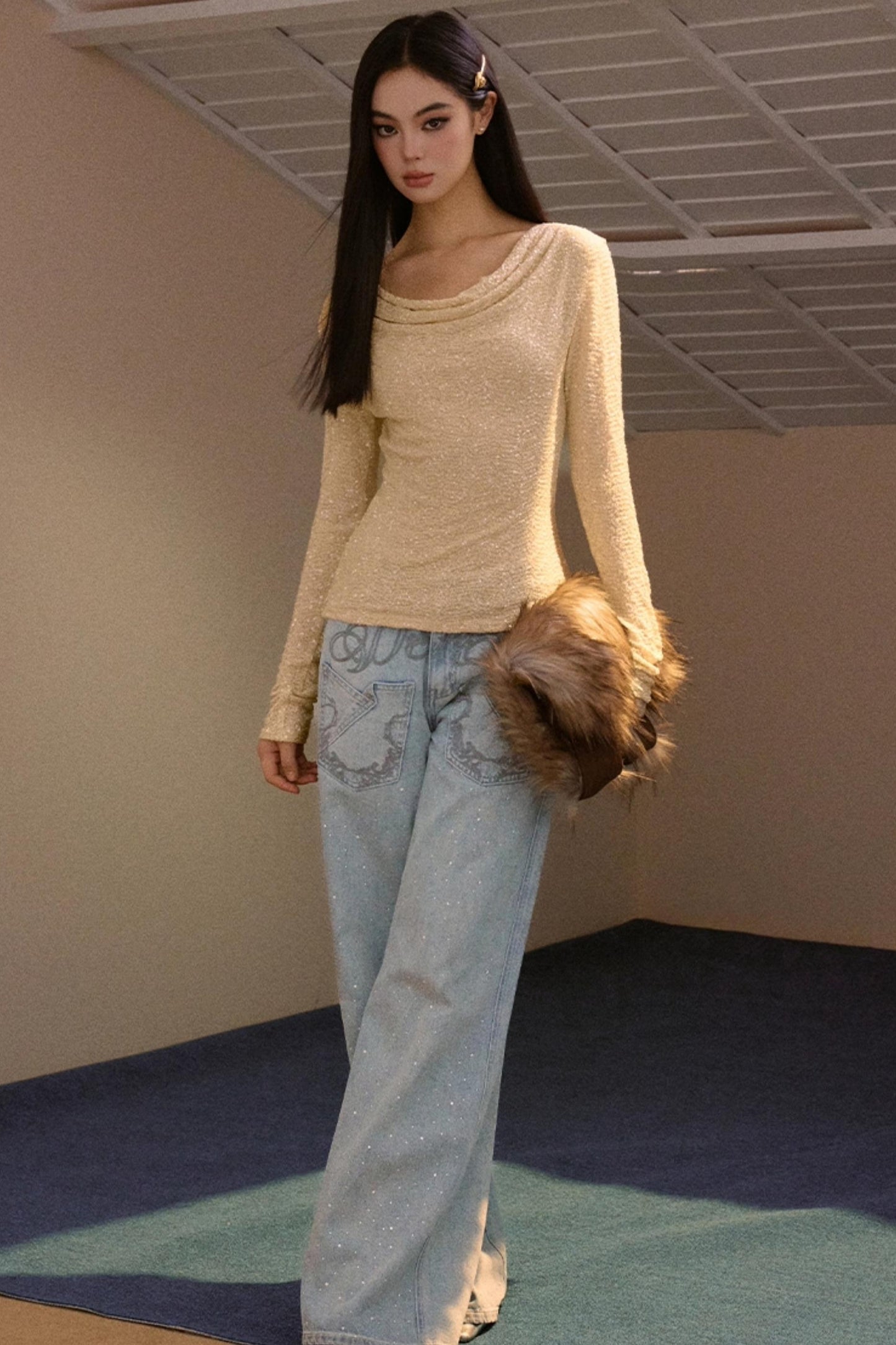 Sequin Scoop Neck Top