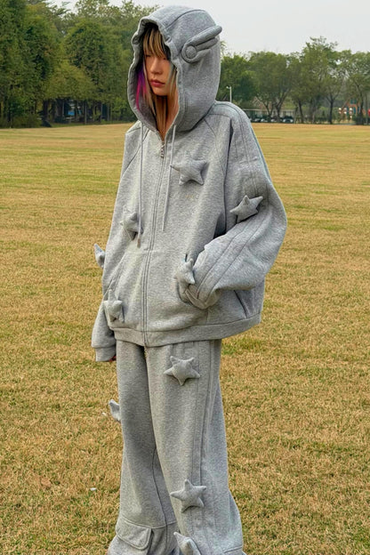 Three-Dimensional Pentagram Flared Pants