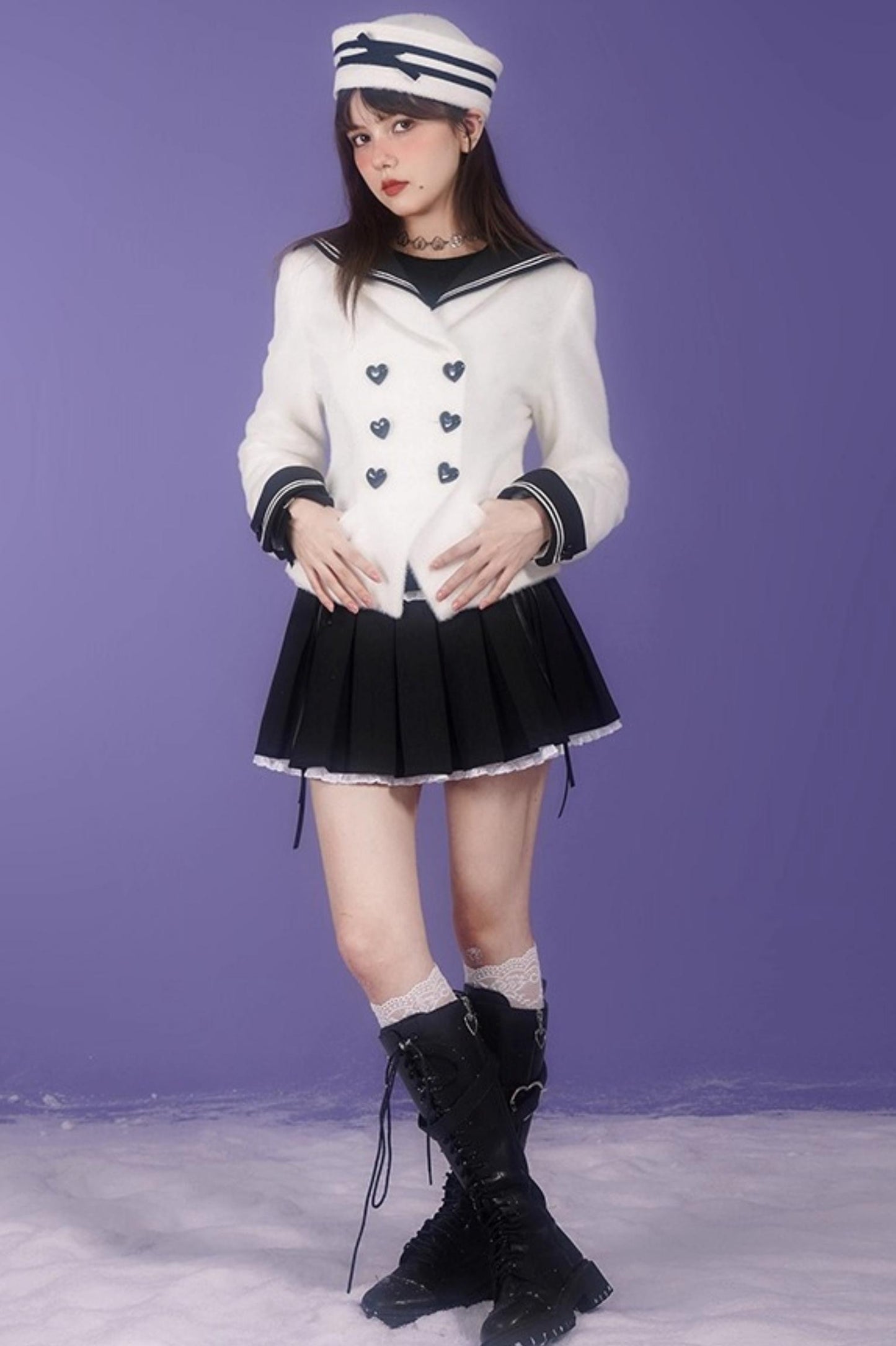 Golden Mink Sailor Collar Jacket