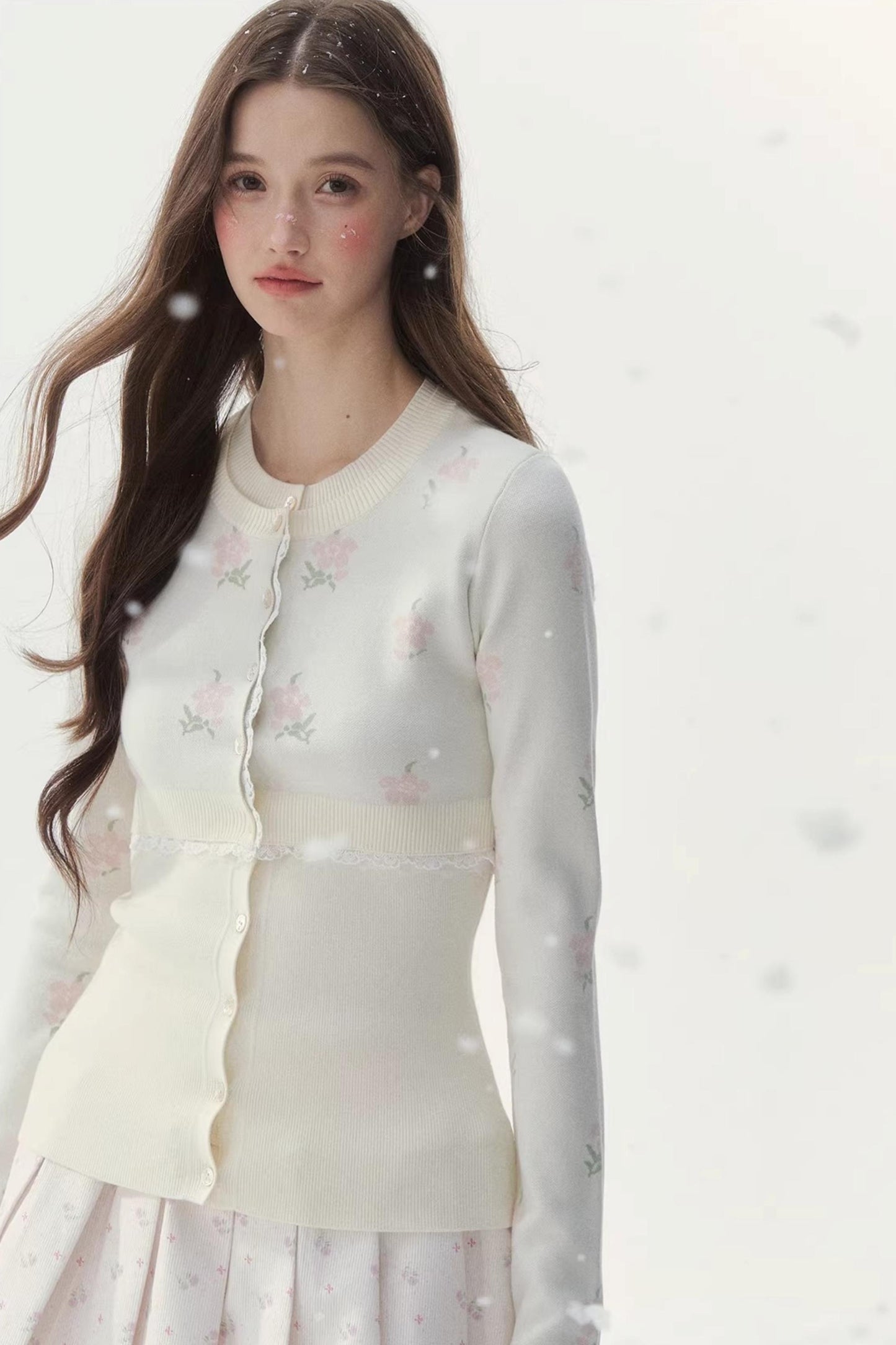 Floral Girlish Knitted Sweater