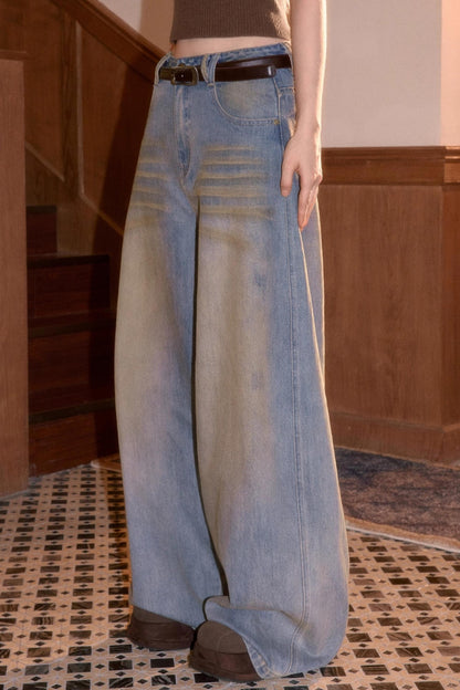 Vintage Smeared Denim Pants