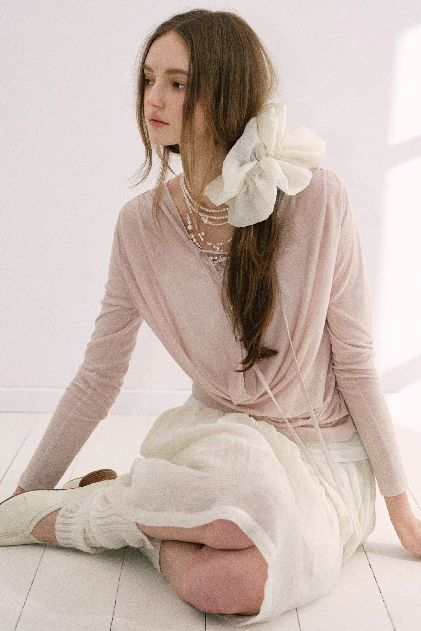 Nude Pink Lyocell Blouse Set-Up