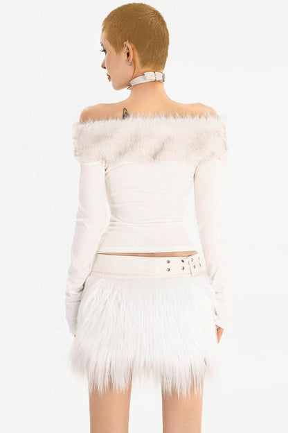 Milk Fur Off-Shoulder Top Set-Up