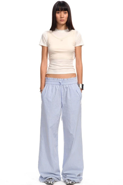 Striped Wide-Leg Pants