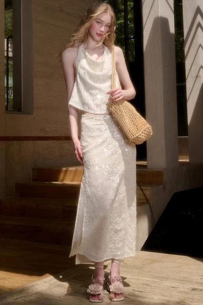 Elegant Starlit Top Skirt Set-Up