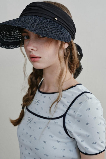Lace-Trimmed Blueberry Two-Piece Set