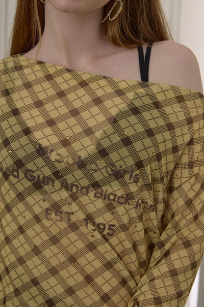 Wooha Retro Plaid Long Sleeve T-Shirt