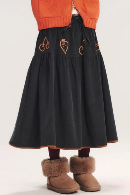 Hand-Painted Corduroy Skirt