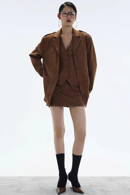 Hazelnut Suede Mini Skirt