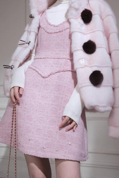 Peach Mousse Fox Fur Jacket