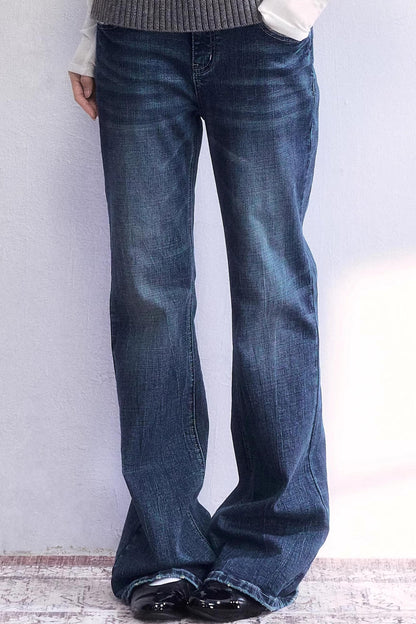 Thin Language Washed Denim Pants