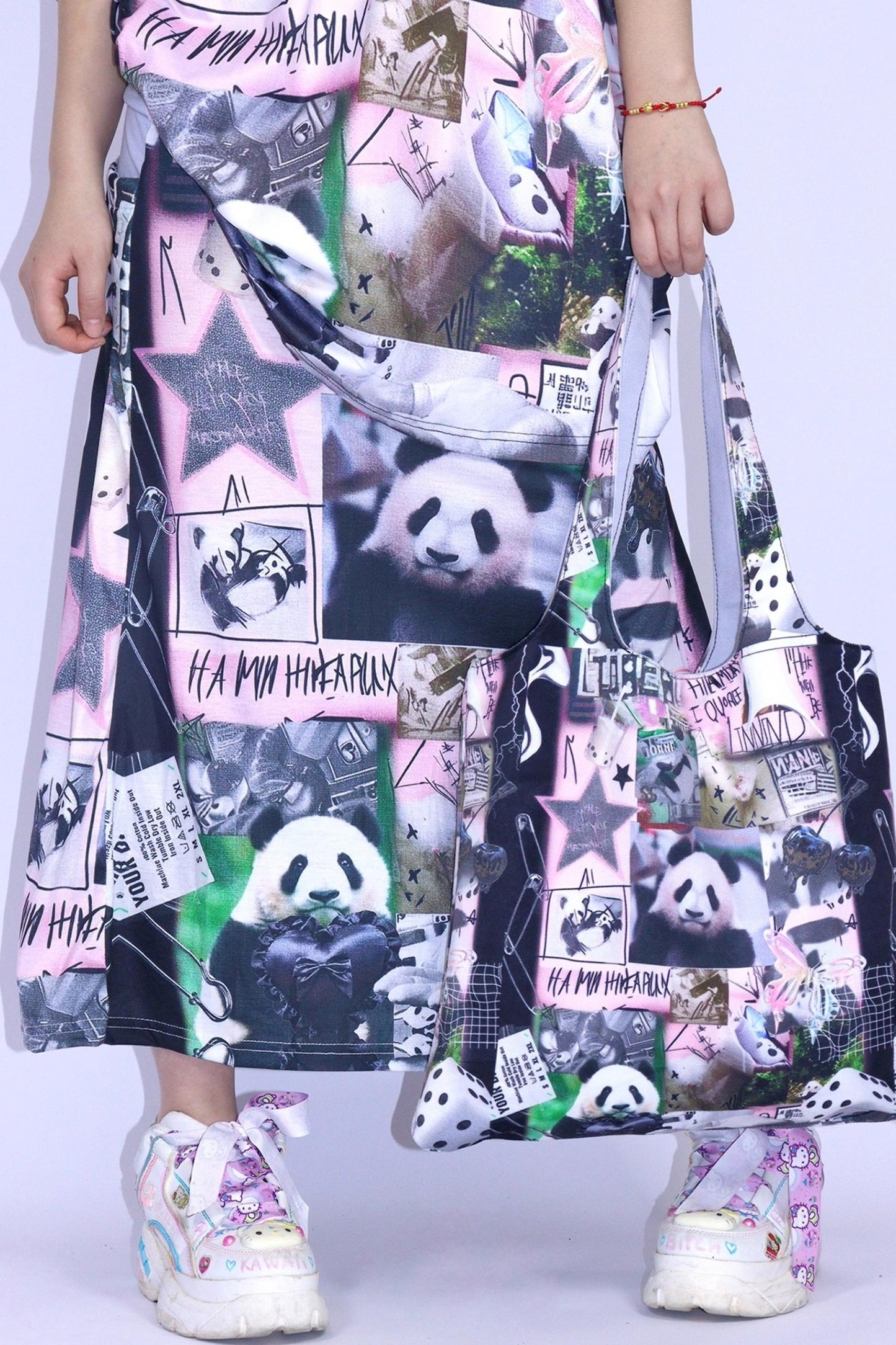 Panda Collage Long Skirt