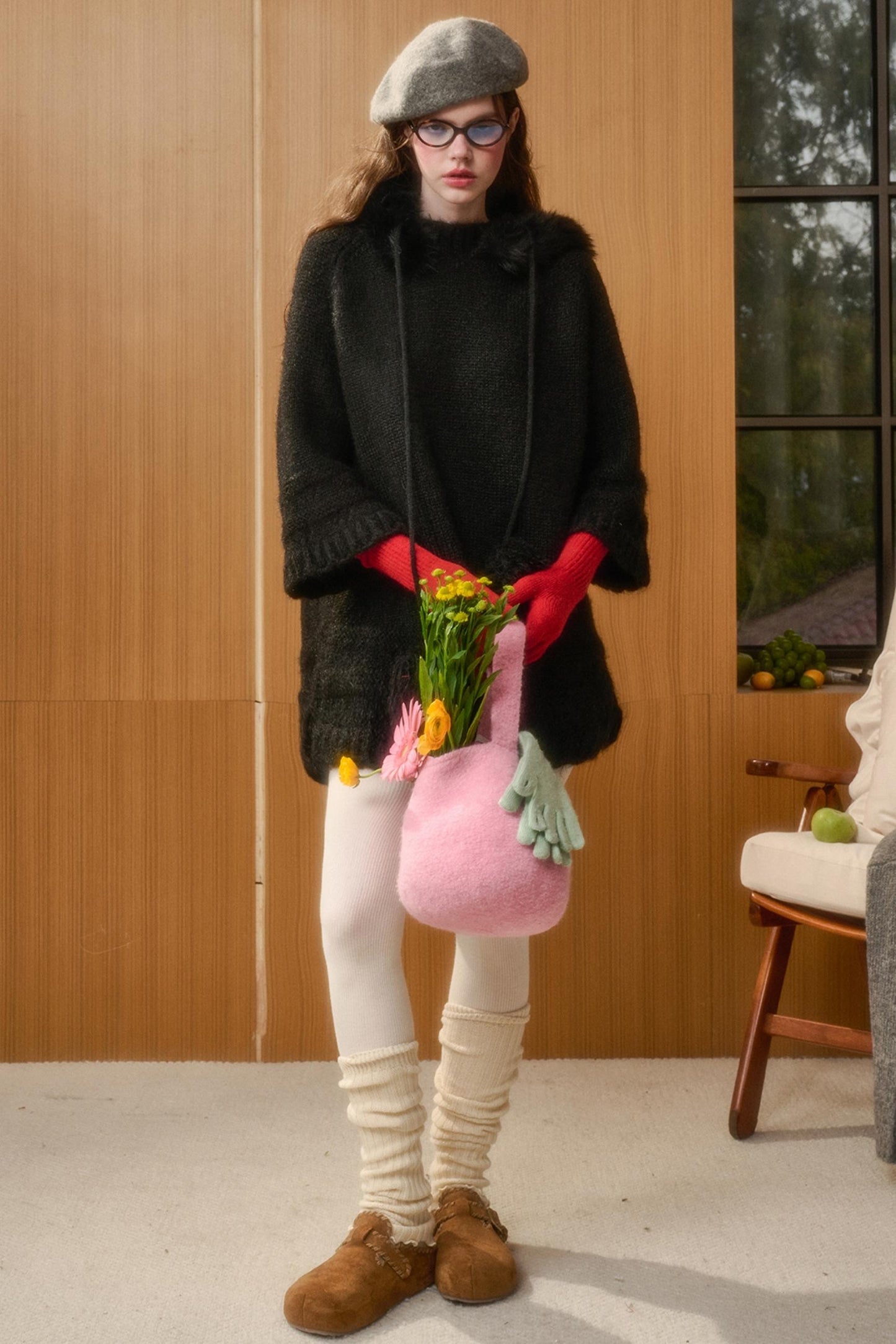 Wool Hooded Cape Heavy Top