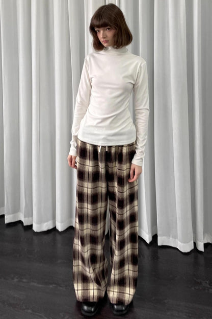 Versatile Khaki Plaid Trousers