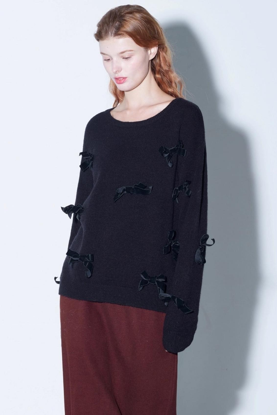 Velvet Bow Knit Sweater