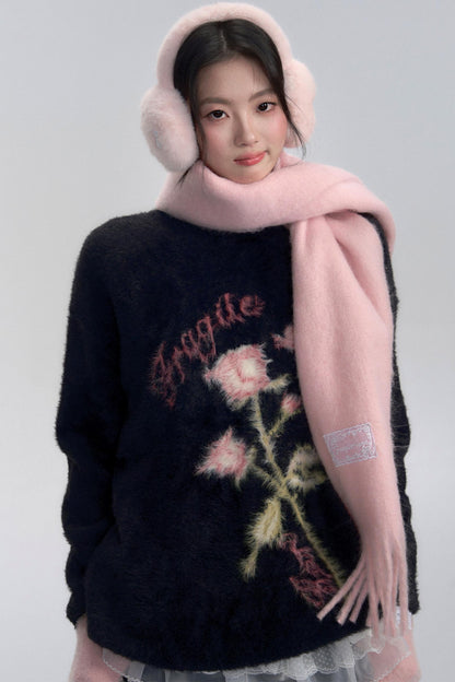 Mink Rose Fluffy Sweater