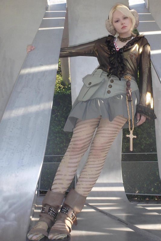 Hand-Painted Striped Ultra-Thin Stockings