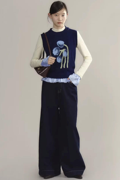 Retro Jacquard Layered Vest