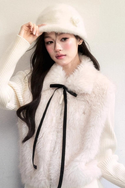 Winter Floral Plush Beret