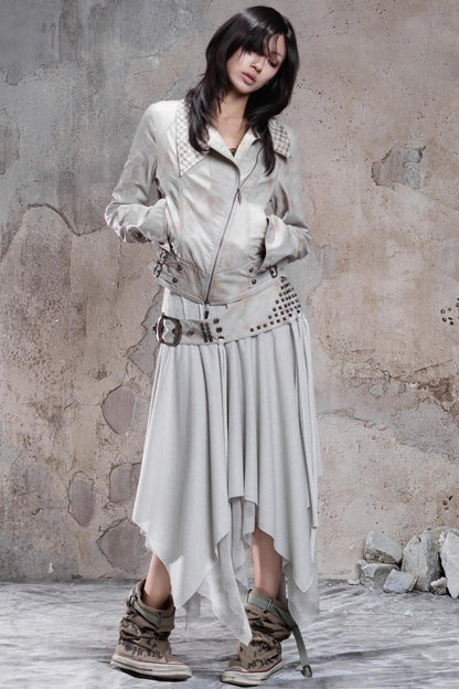 Irregular Multi Layer Rivet Skirt