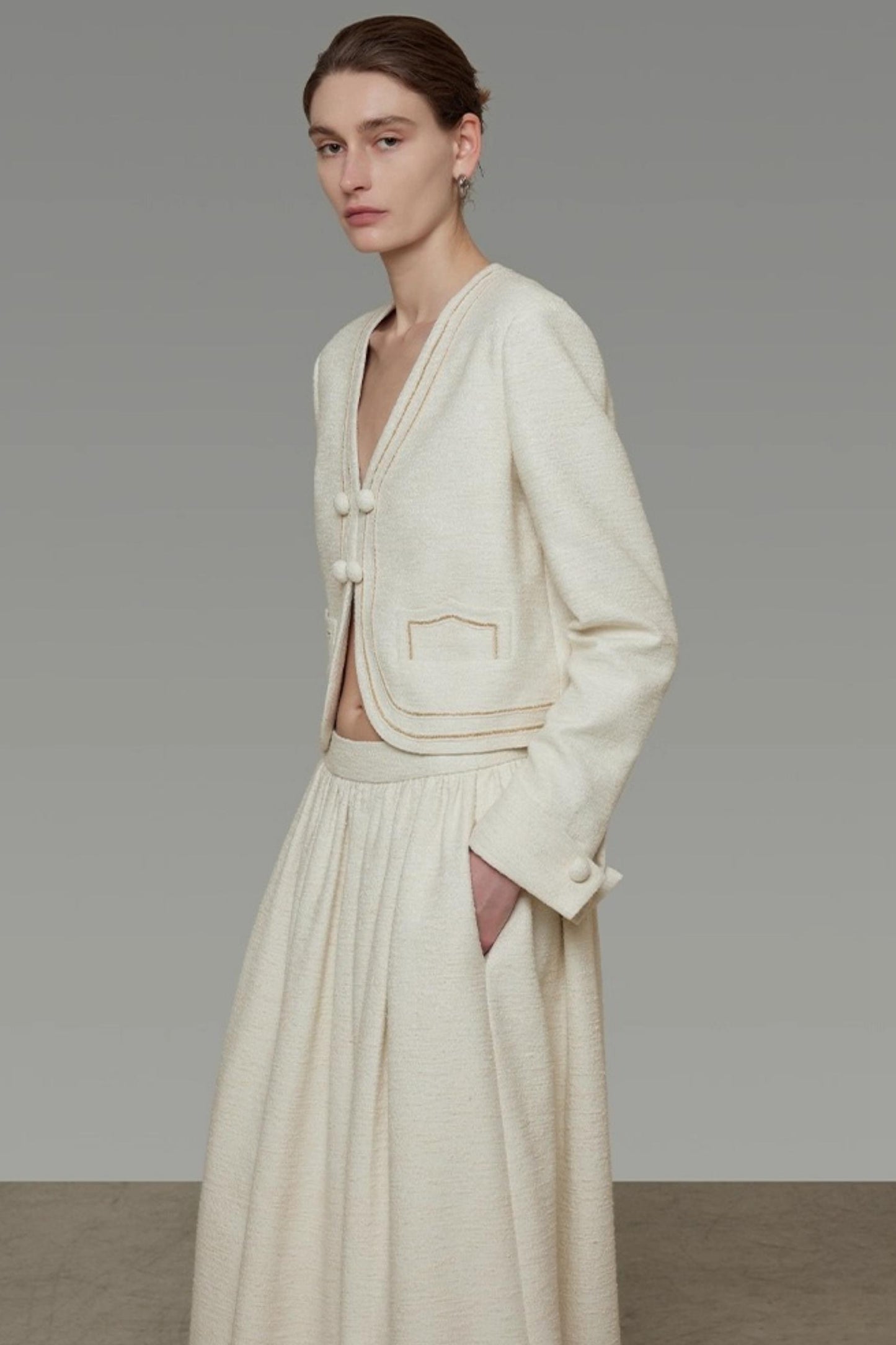 Vintage V-Neck Short Suit Set-Up