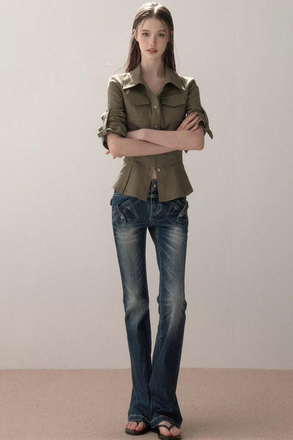 Topstitch Gradient Skinny Jeans