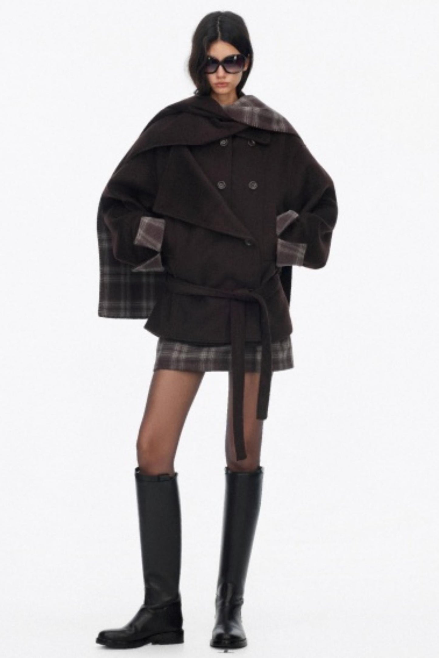 Lapel Asymmetrical Wool Coat Set-Up