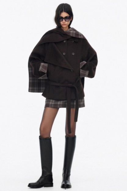 Lapel Asymmetrical Wool Coat Set-Up