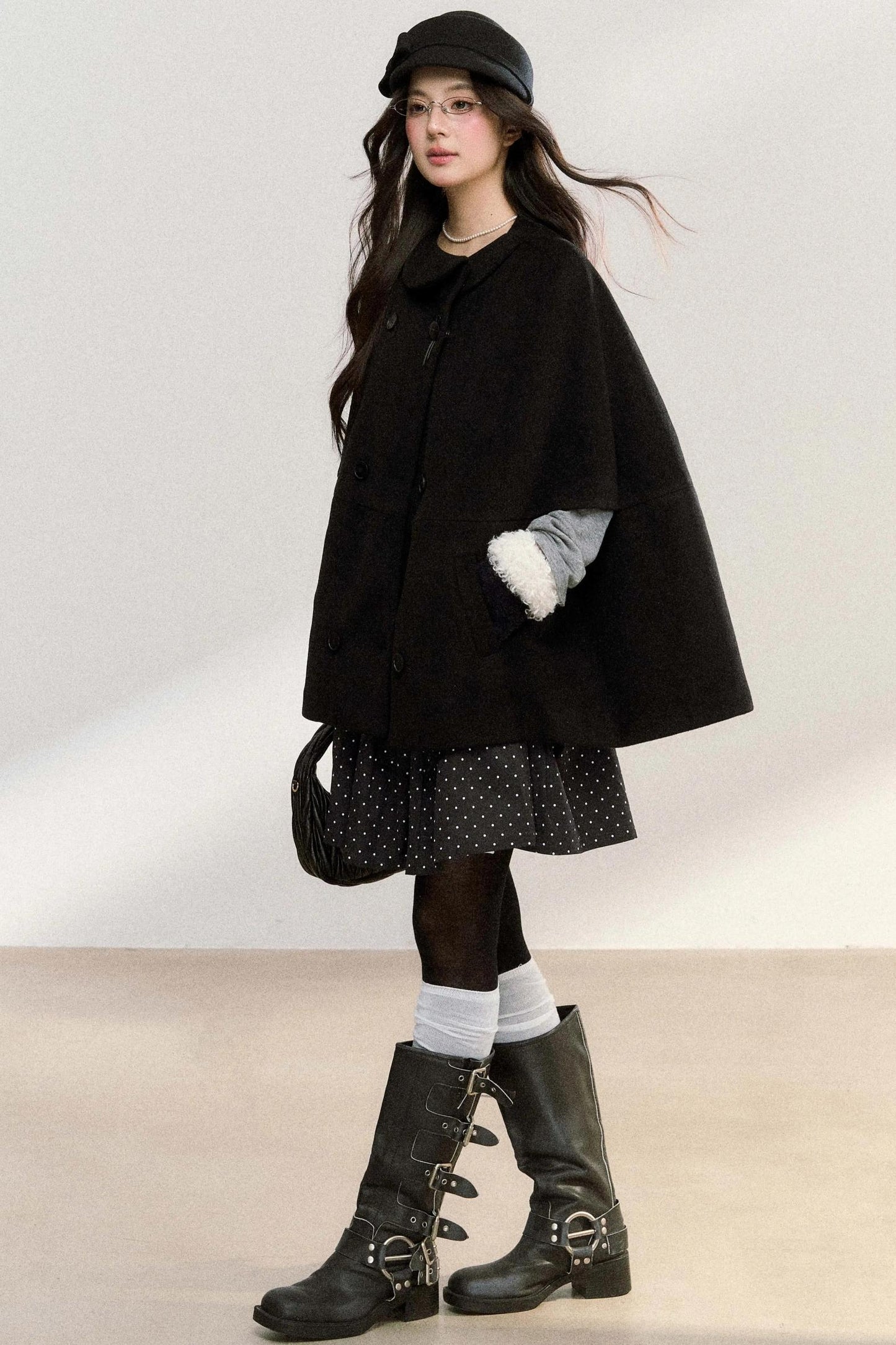 Doll Collar Woolen Cape Coat