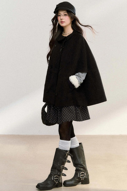 Doll Collar Woolen Cape Coat