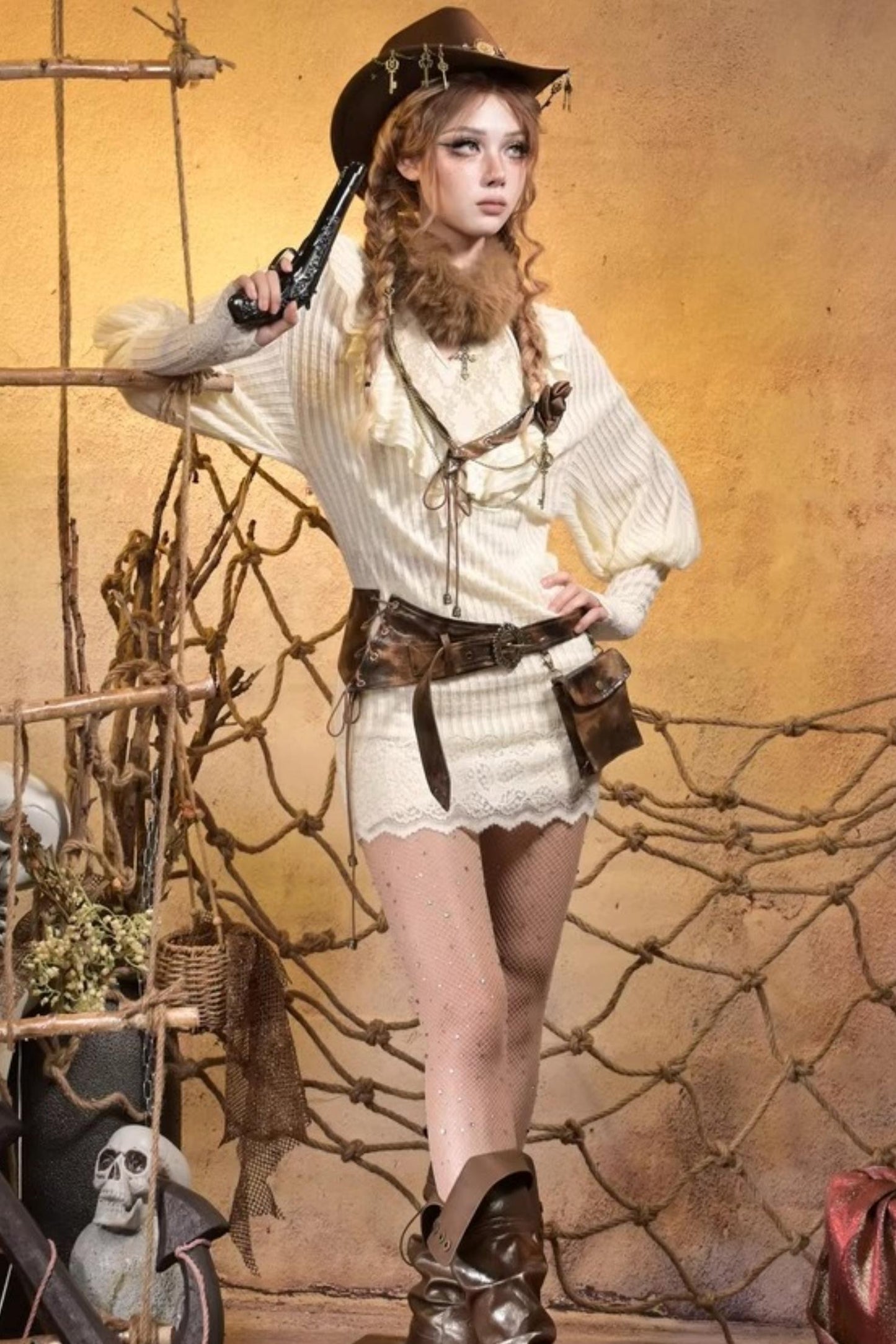 Punk Retro Knitted Dress Set-Up