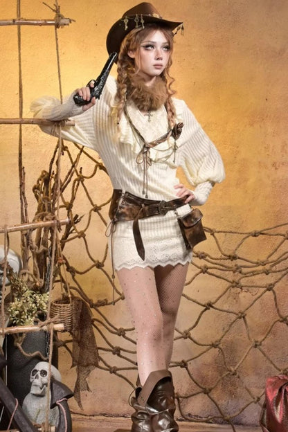 Punk Retro Knitted Dress Set-Up