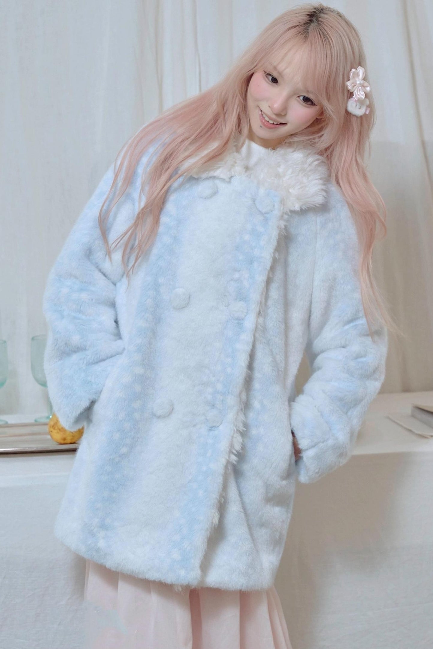 Fawn Print Rabbit Fur Coat