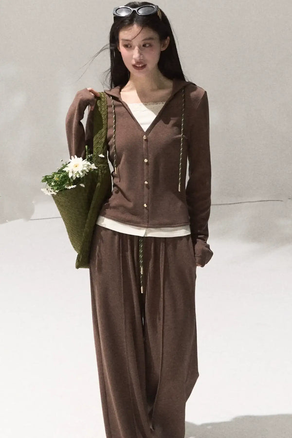 Tears Knit Top & Wide-Leg Pants Set-Up