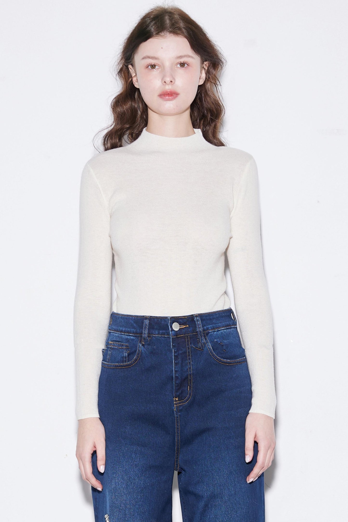Superfine Wool Half-High Collar Top