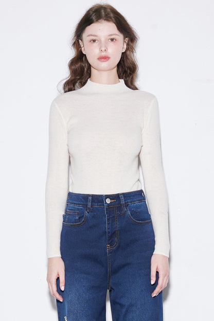 Superfine Wool Half-High Collar Top