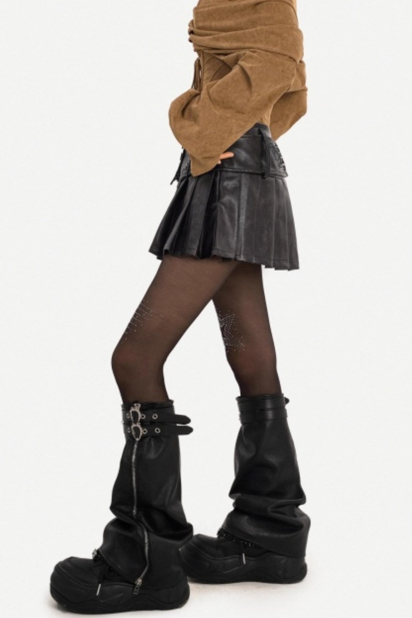 Vintage Leather Pleated Skirt