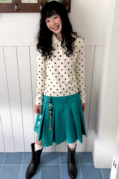Slim Polka Dot Knit Sweater