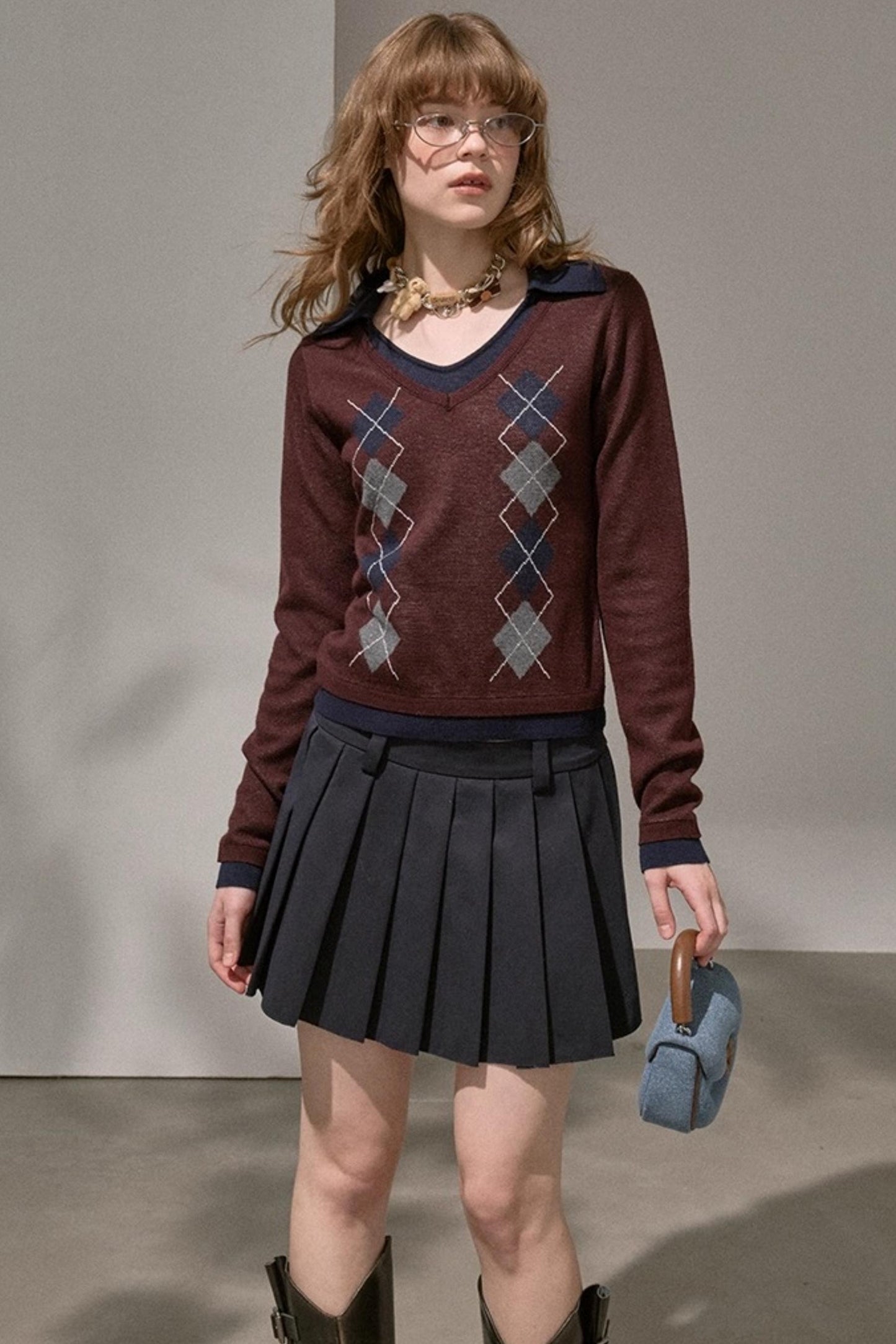 Preppy Silk Pleated Puffy Skirt