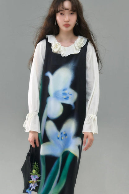 Rose Ruffled Long-Sleeved Shirt