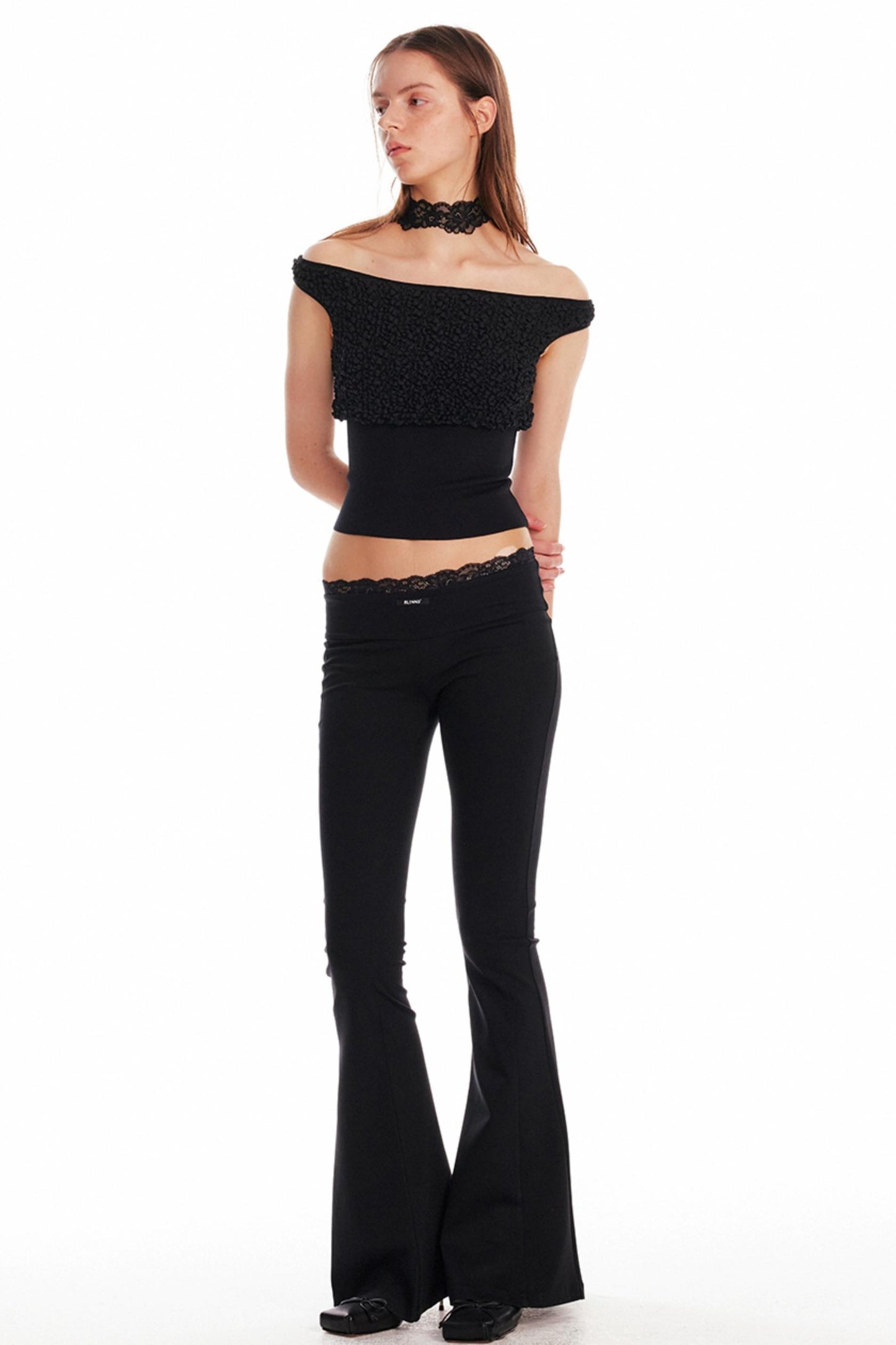 Black Lace Flare Pants