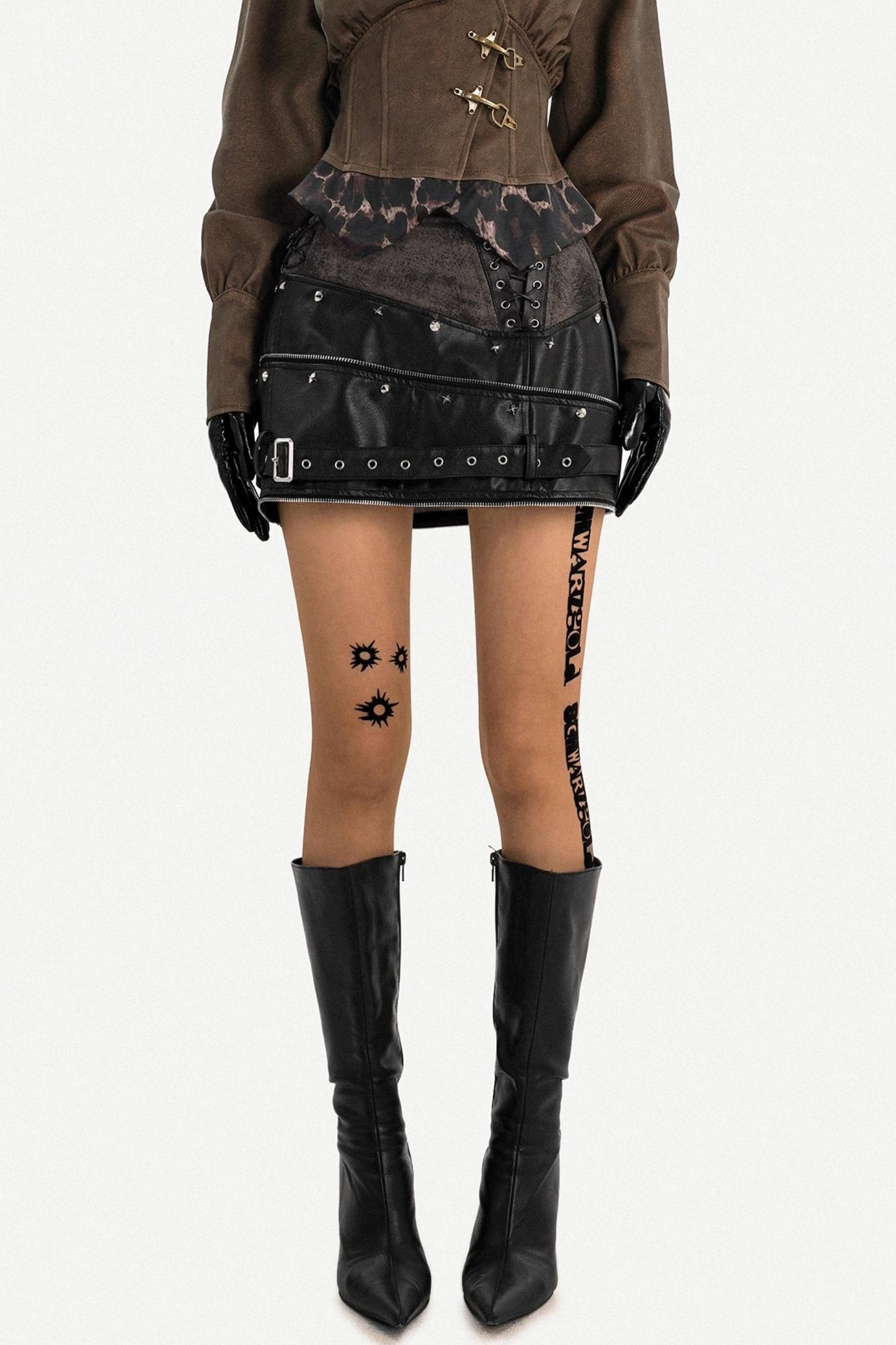 Black Leather A-Line Skirt