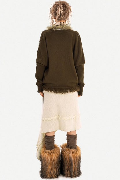 Retro Barn-Style Knit Cardigan