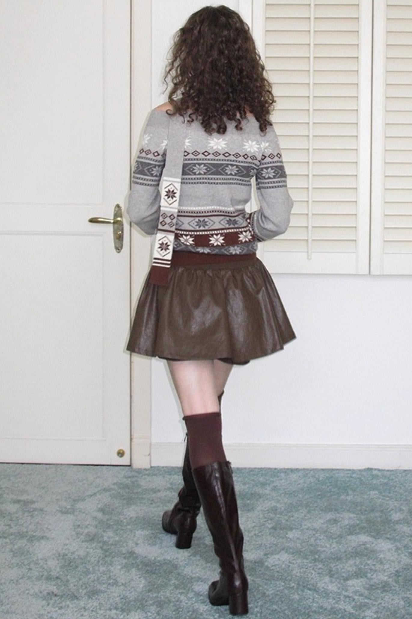 Vintage Distressed Leather Skirt
