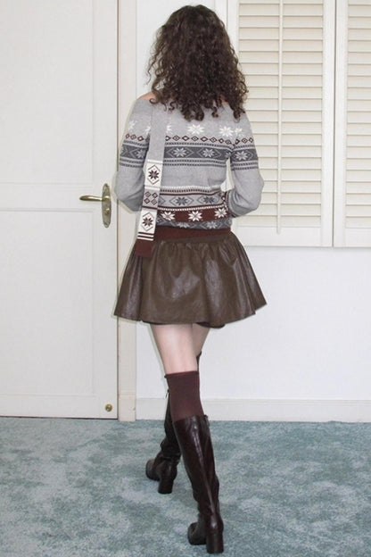Vintage Distressed Leather Skirt