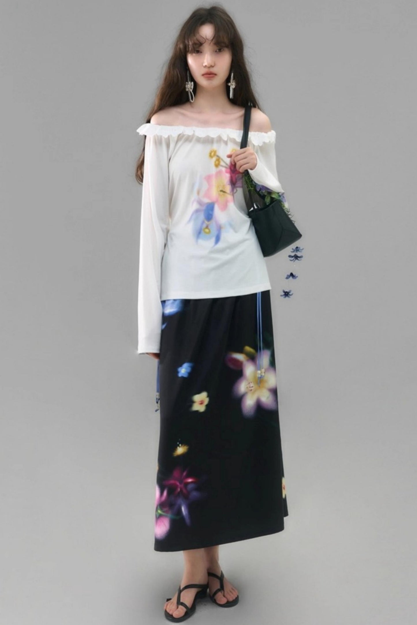 Wild Flower Satin Print Skirt