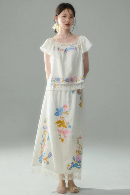 Pony Embroidery Cotton Linen Set-Up