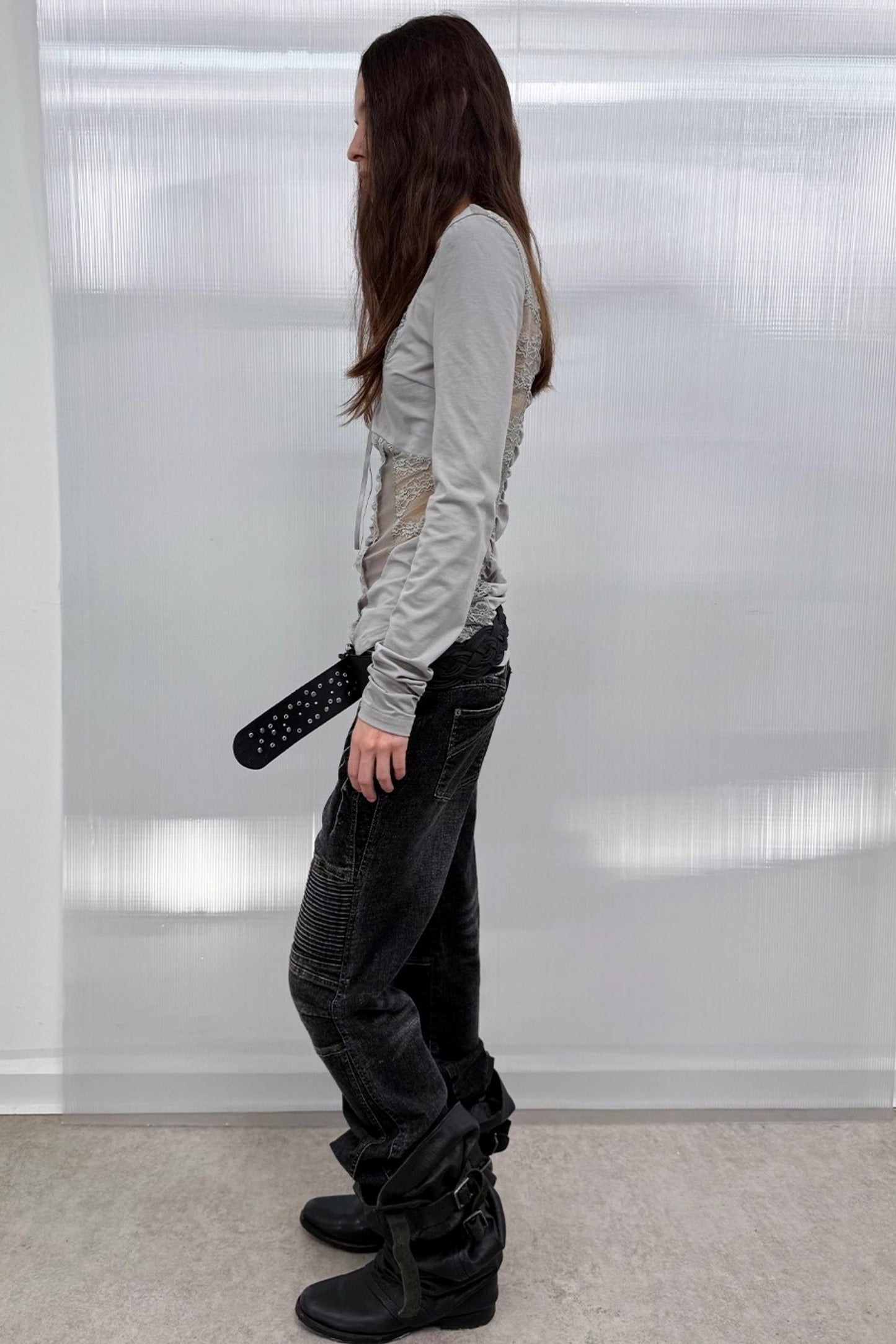 Motorcycle Style Low-Rise Casual Jeans